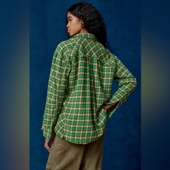 NWOT Urban Outfitters BDG Green Plaid Button Down Flannel - Picture 3 of 5